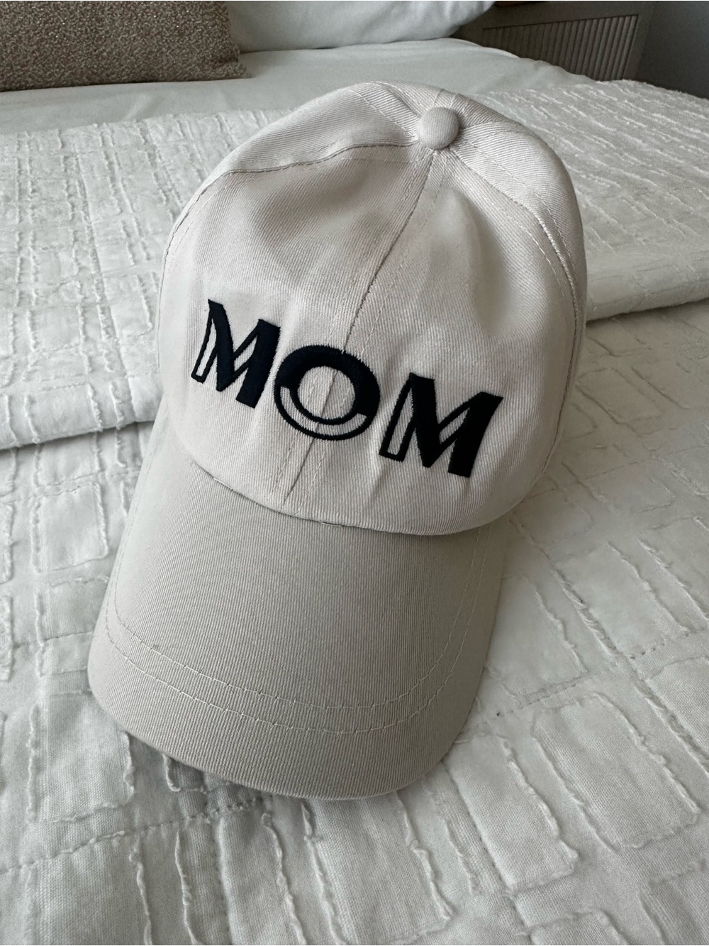 MOM Embroidered Baseball Cap - Cream